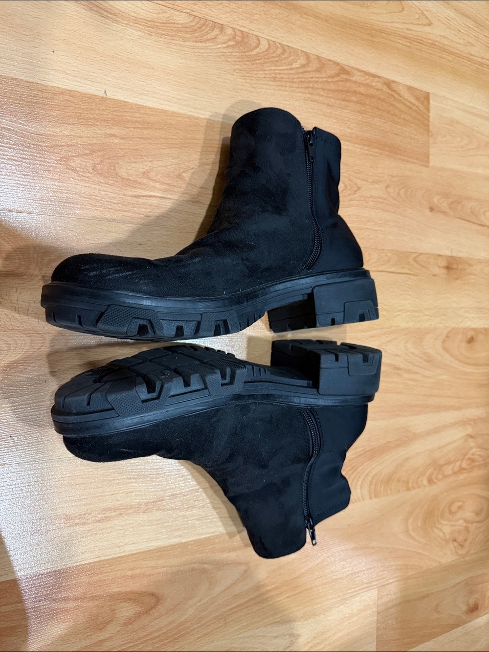 Unida women’s  Black Chunky Zip Ankle Boots